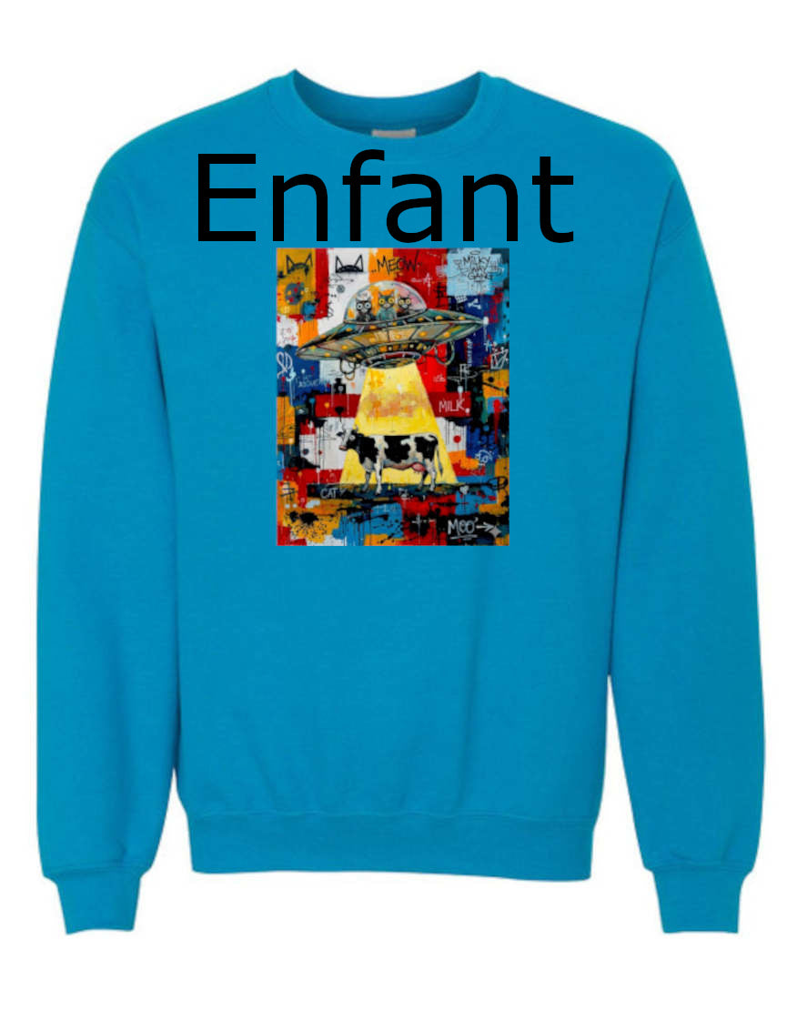 Chat Alien & Vache - Crewneck Enfant