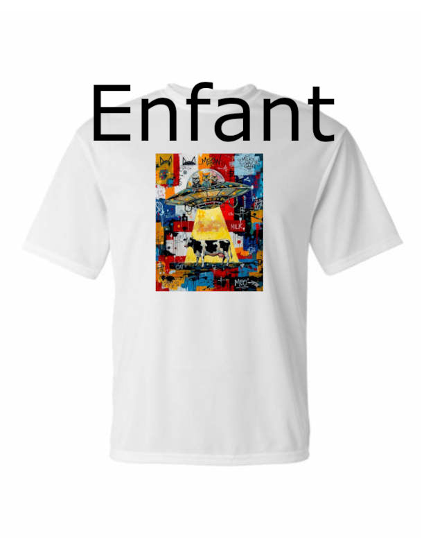Chat Alien & Vache - T-Shirt Poly Enfant