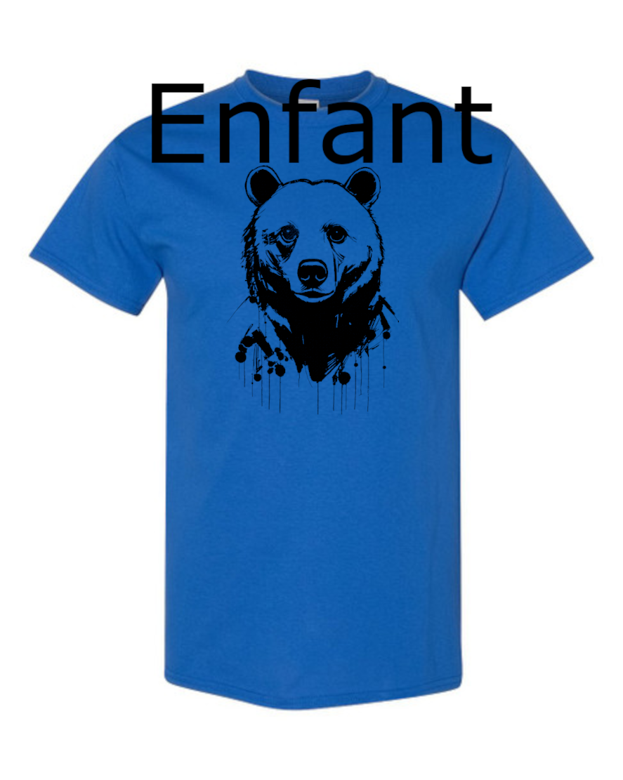 Ours Noir T-shirt DTF Enfant