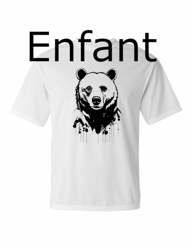 Ours Noir T-shirt Poly Enfant