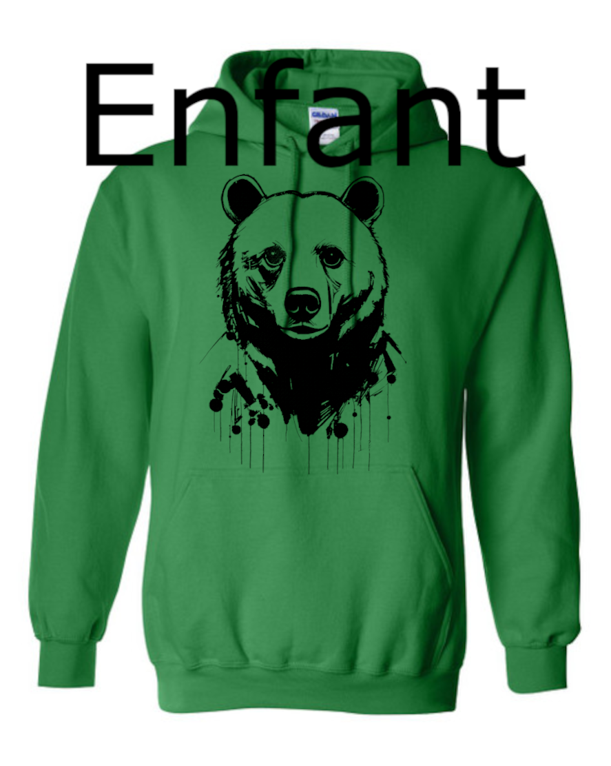 Ours Noir Hoodie DTF Enfant
