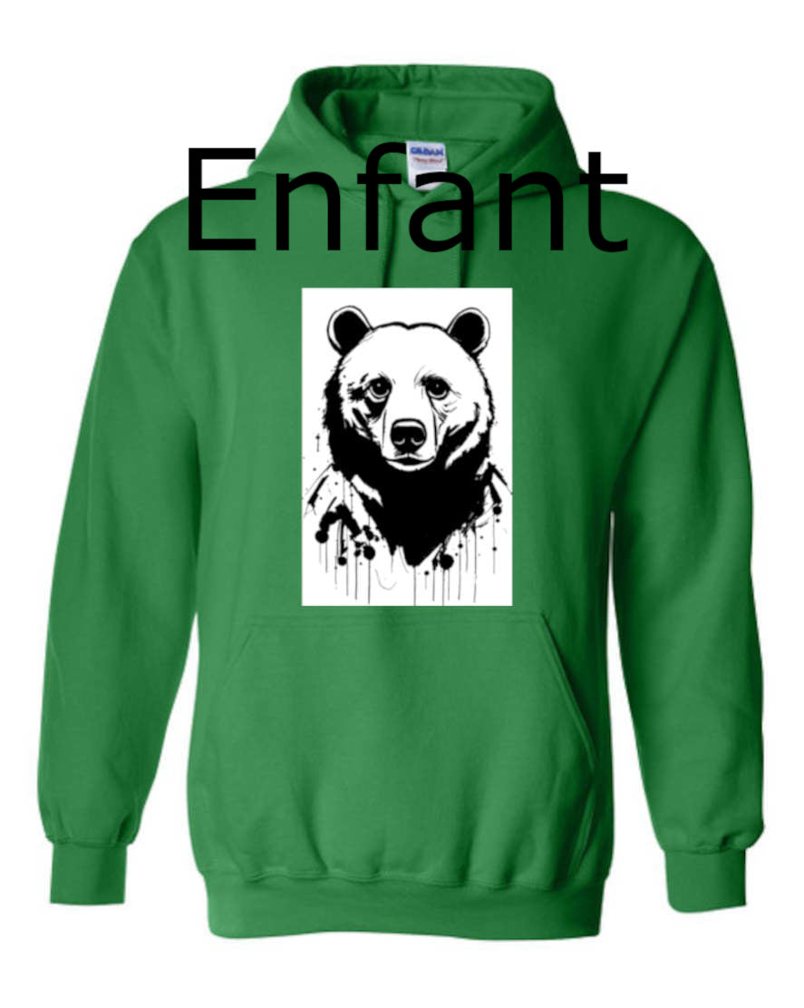 Ours Noir Hoodie Standard Enfant