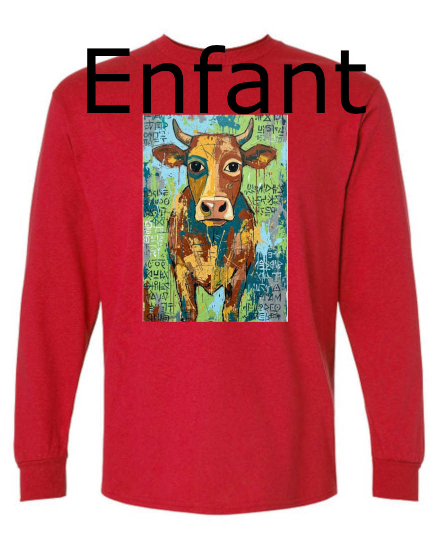 Vache T-Shirt Manche Longue Enfant