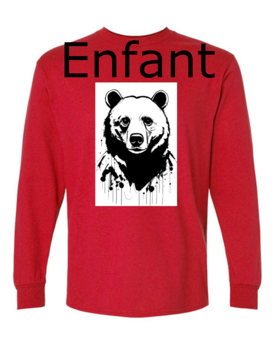 Ours Noir T-shirt Manche Longue Standard Enfant